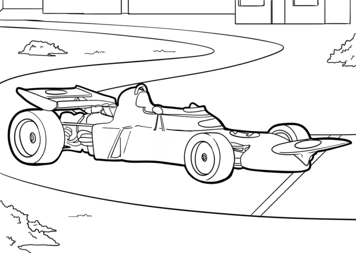 racer on the track coloring book to print