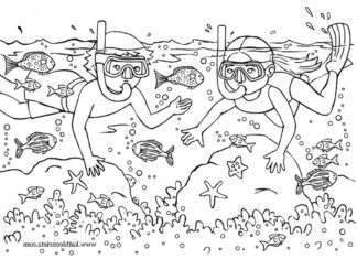 fun summer diving coloring book to print