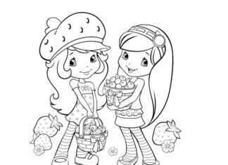 strawberry picking coloring book to print
