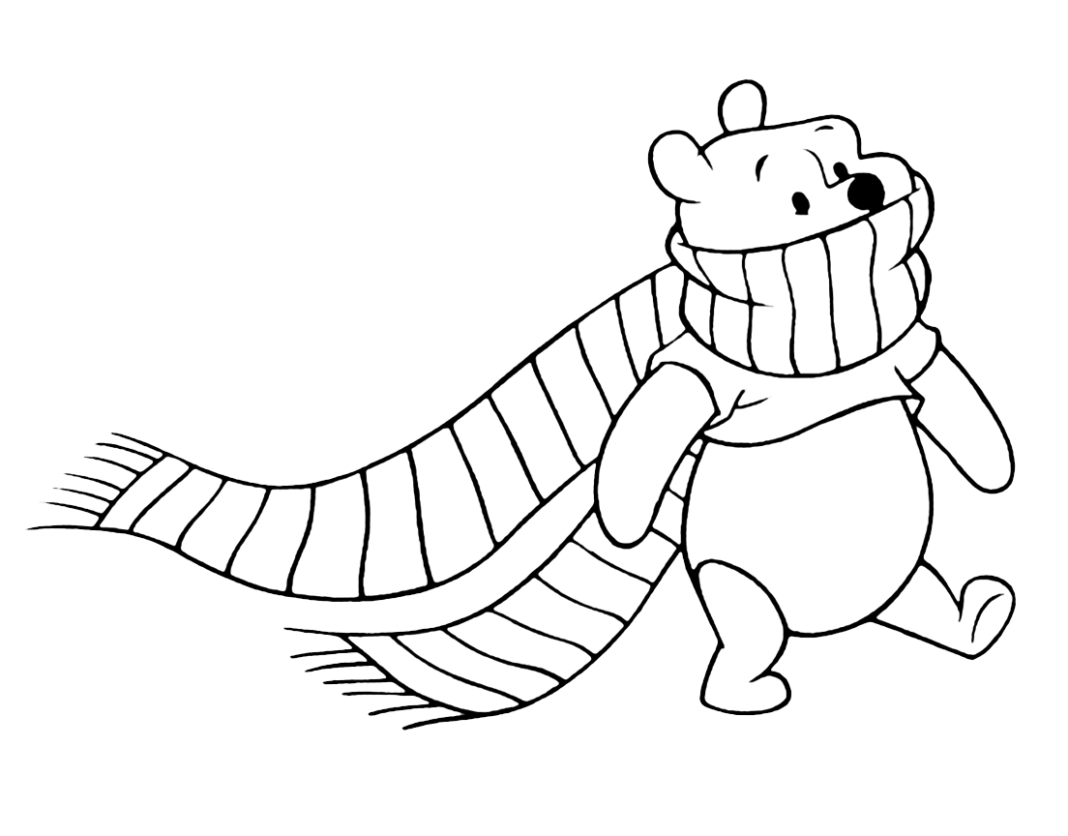 inverno in Winnie the Pooh libro da colorare da stampare