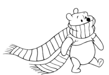 L'hiver dans le livre de coloriage Winnie l'ourson à imprimer