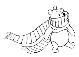 L'hiver dans le livre de coloriage Winnie l'ourson à imprimer