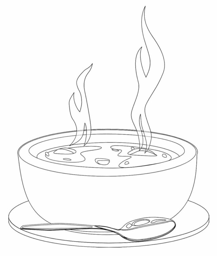 soup on the table coloring book to print