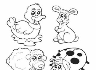 animals in spring coloring book to print