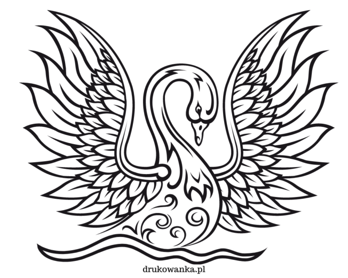 swan with spread wings coloring book to print