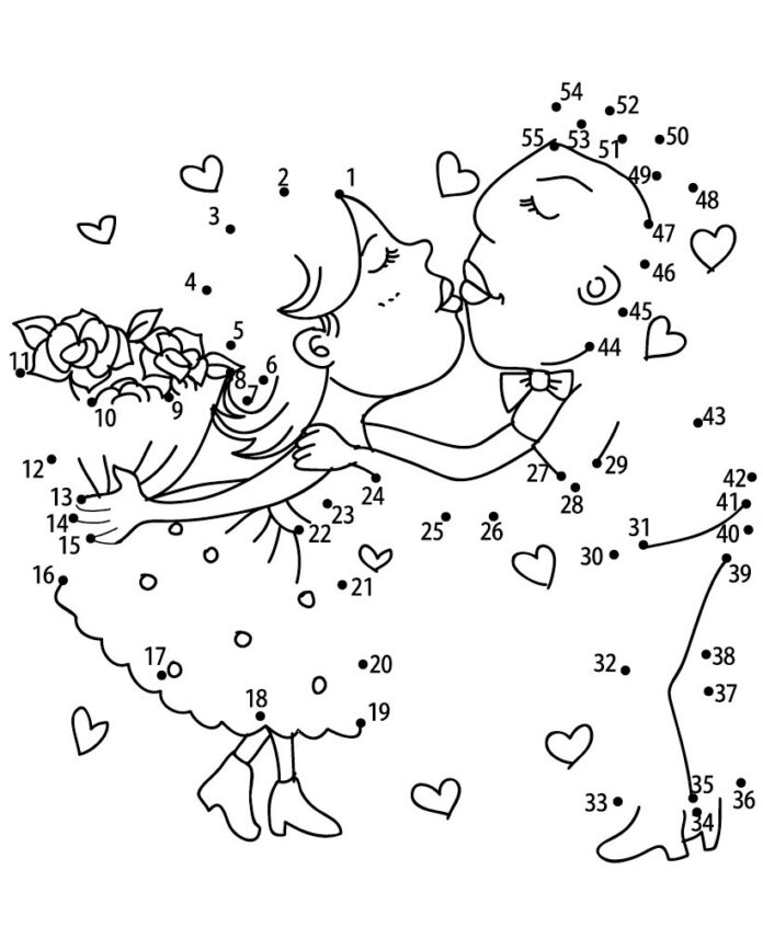 combining numbers couple in love coloring book to print