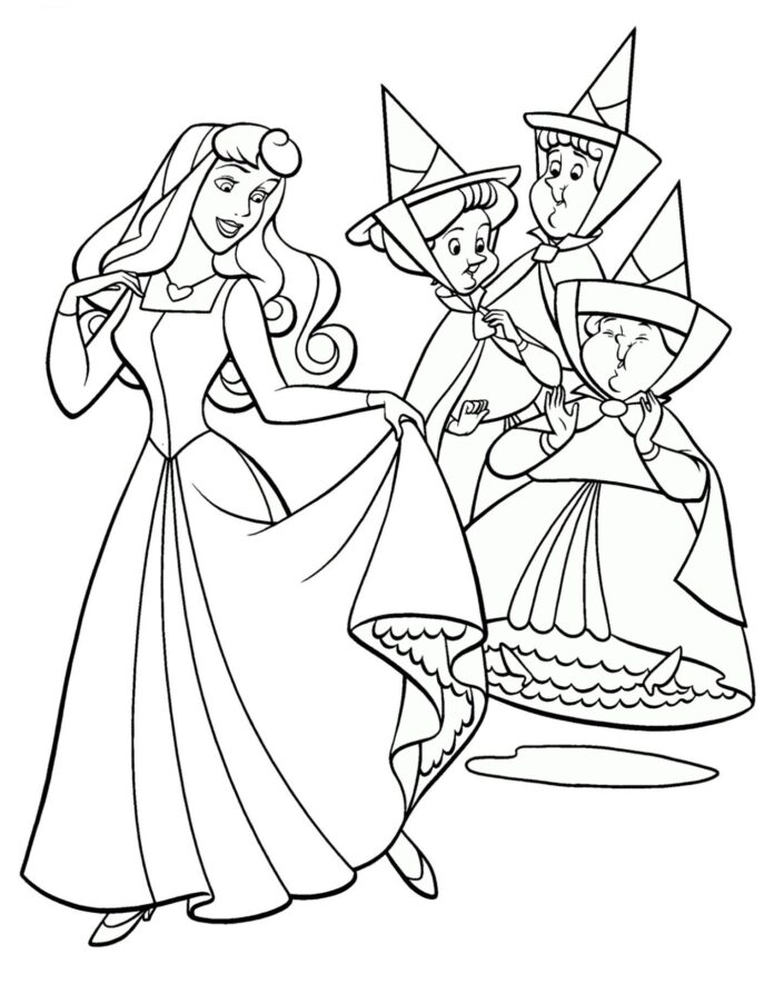 sleeping princess and fairies coloring book to print