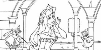 sleeping princess in the castle coloring book to print