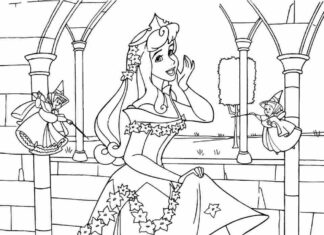 princesa adormecida no livro de colorir do castelo para imprimir
