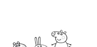 peppa pig whole family and friends coloring page printable