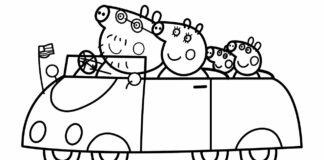 peppa pig in the car coloring book na vytlačenie