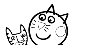 Peppa Pig mit einem Kätzchen Malbuch zum Ausdrucken