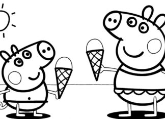 peppa pig with ice cream coloring book to print