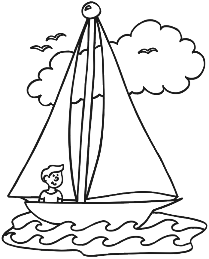 Segelboot und Matrose Malbuch zum Ausdrucken