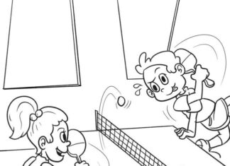 School Ping Pong competition coloring book to print