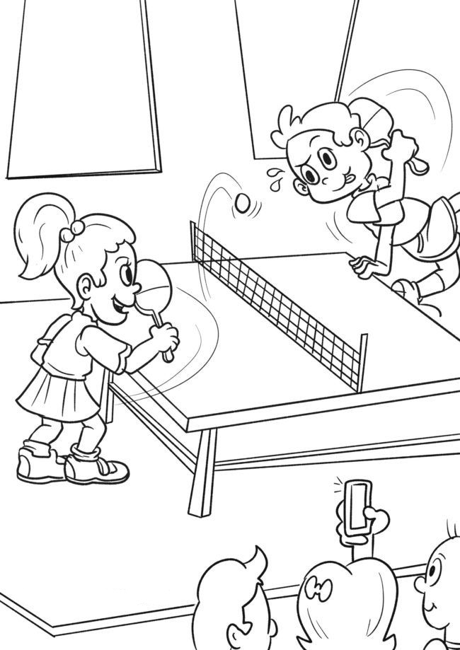 Libro para colorear de la competición de ping-pong de la escuela para imprimir