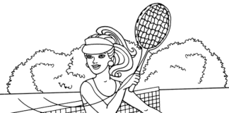 Profesionální tenista - omalovánky k vytisknutí