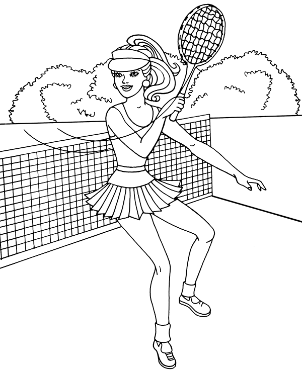 Professional Tennis Player coloring book to print