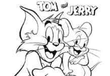 Libro da colorare dei personaggi principali di Tom e Jerry da stampare