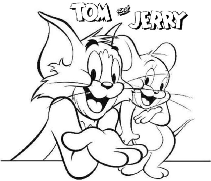 Tom och Jerry huvudpersoner färgbok som kan skrivas ut