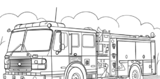 Stor brandbilsfärgningsbok att skriva ut