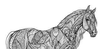 Zentangle horse at the races coloring book to print