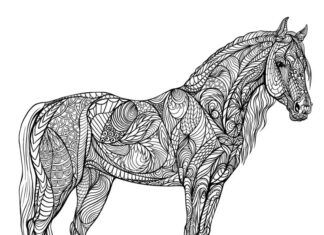 ゼンタングル競馬の馬の塗り絵の印刷物