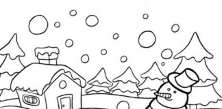 Snowball battle coloring book to print