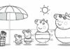 Peppa Pig mit ihrer Familie am Strand Malbuch zum Ausdrucken
