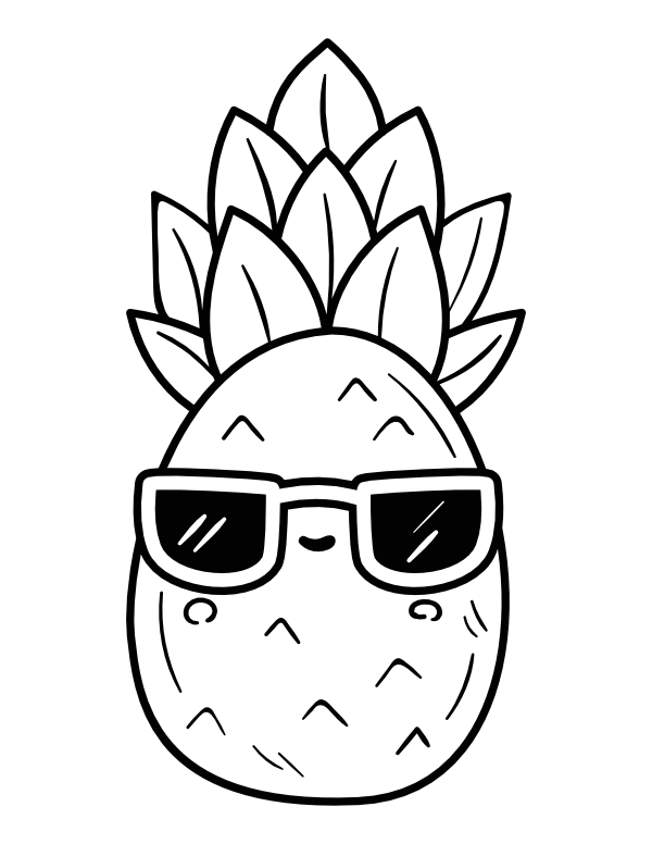 coloring page pineapple fun printable for kids