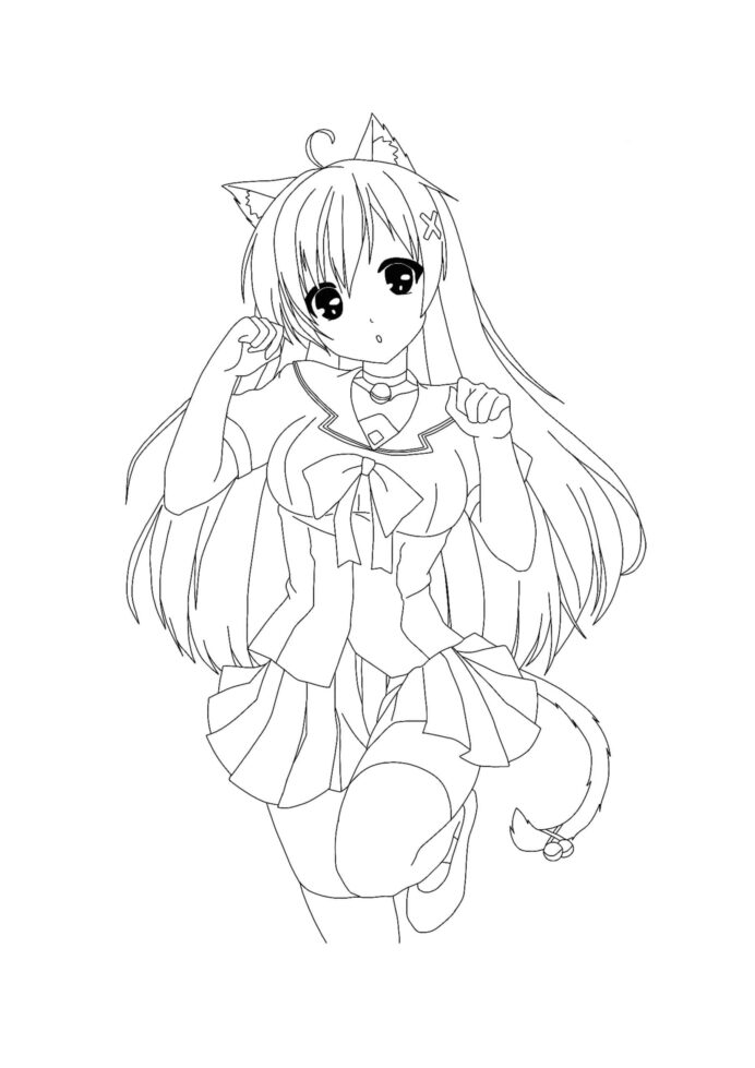 coloriage fille anime imprimable