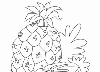 Ananás na vytlačenie omaľovánky pre deti