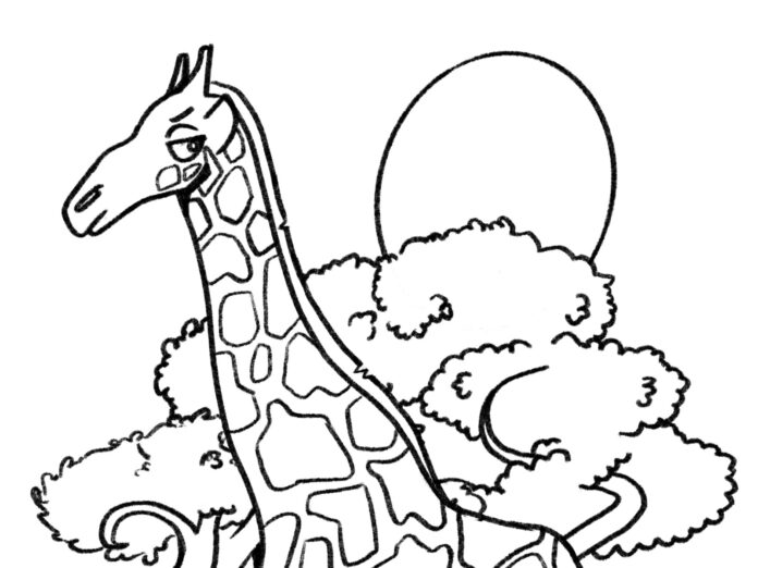 girafe et soleil à imprimer
