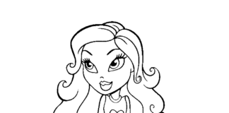 Coloring page Cloe with Bratz the doll