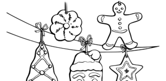 coloring page Christmas tree ornaments for kids