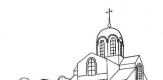 página para colorear pastora en la iglesia