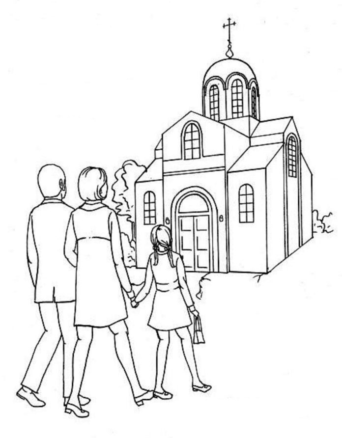 coloring page shepherdess in church