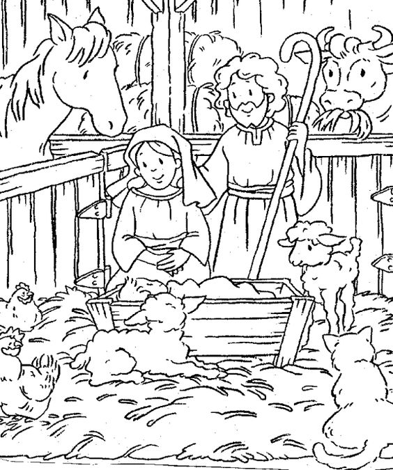 Printable Christmas nativity scene coloring book for kids