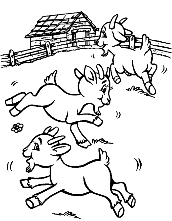 chèvres dans la grange, image à imprimer