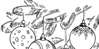 クリスマスツリーの飾り付けの印刷用塗り絵