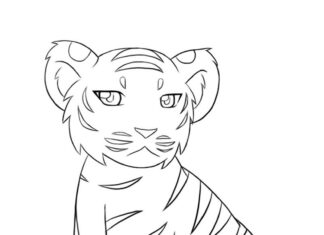 Tiger z rozprávkovej knihy na vyfarbovanie na vytlačenie