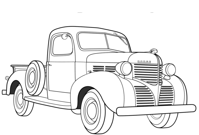 1939年ピックアップトラック印刷用塗り絵ダッジ