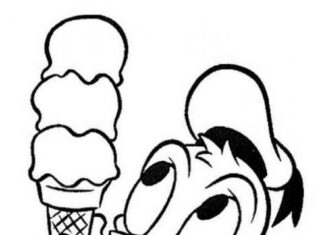 Duck and ice cream printable Disney coloring book
