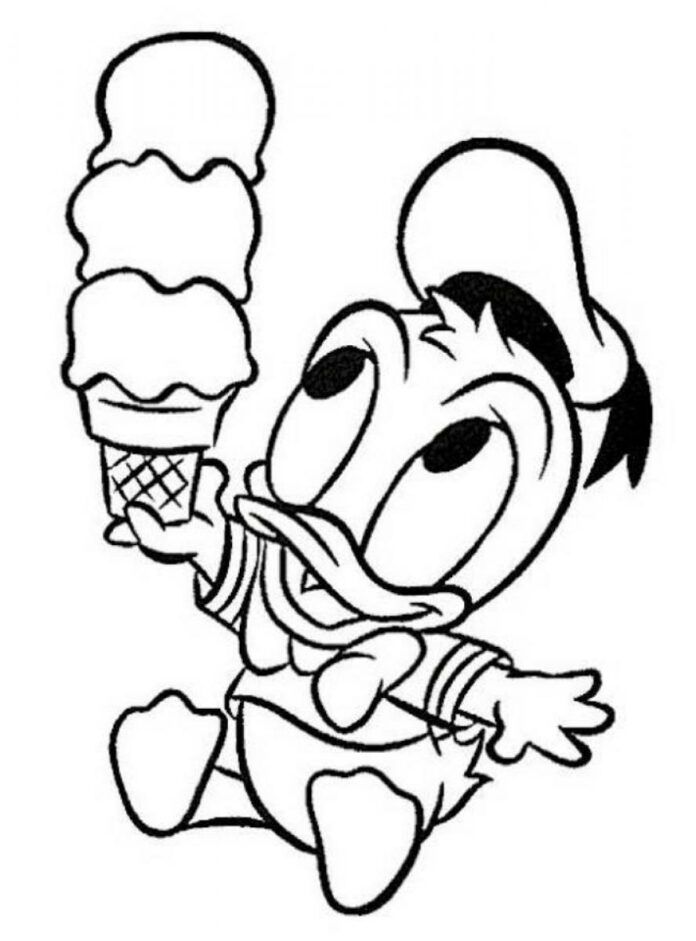 Kačica a zmrzlina na vytlačenie Disney omaľovánky
