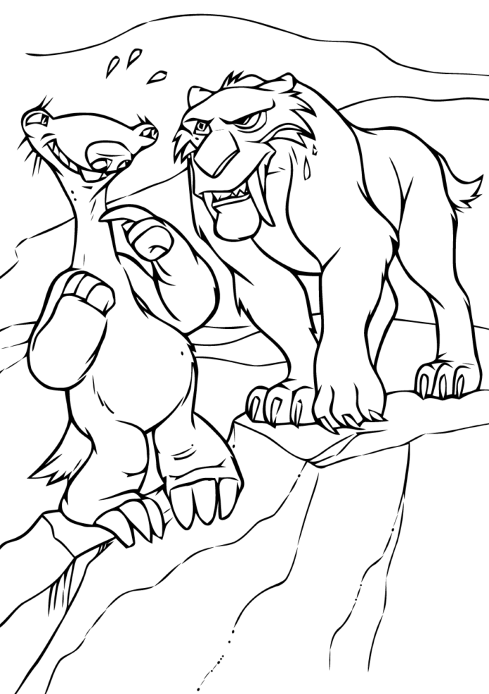 Sid and diego on the iceberg coloring book printable