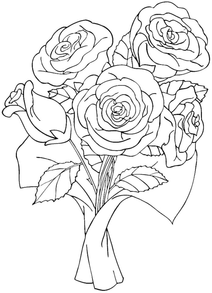 Pintura - bouquet de flores livro de colorir imprimível