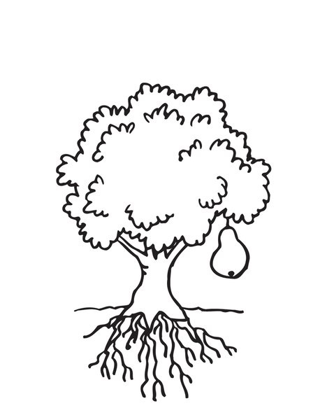 Birne auf einem Baum Malbuch zum Ausdrucken