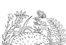 autumn hedgehog in the leaves coloring book online