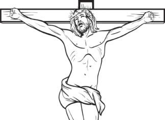 jezus chrystus przybity do krzyża kolorowanka online