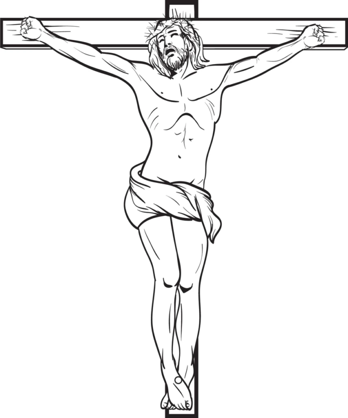 十字架に釘付けにされたイエス・キリストの塗り絵オンライン